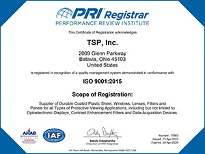 TSP INC. ISO Certification