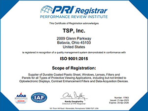 TSP INC. ISO Certification 